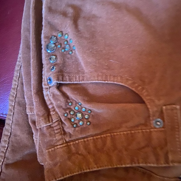 Rust brown corduroy mid rise flare bling jeans size 12 - Picture 4 of 6